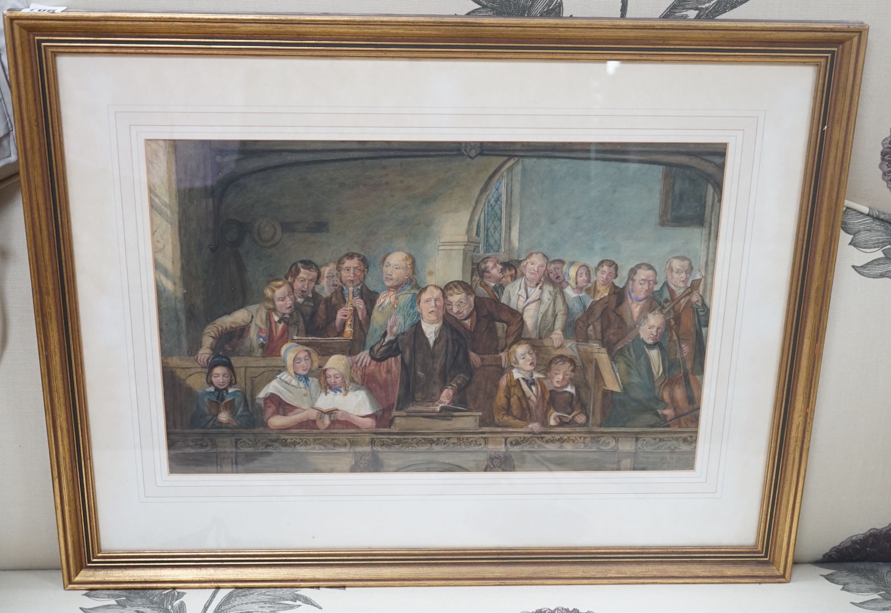 MRD, late 19th century after Thomas Webster, Watercolour, village choir, 31.5 cm x 49 cm